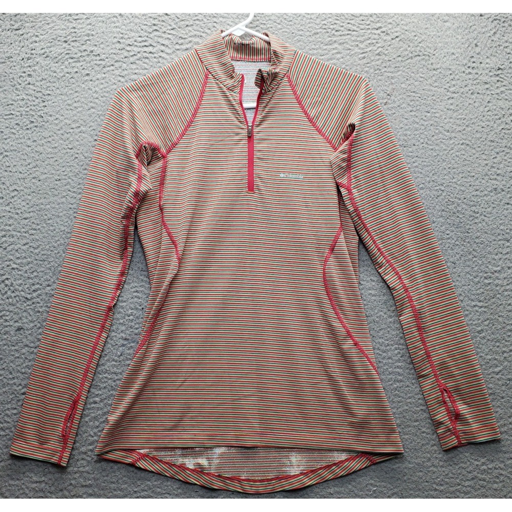Columbia Sportswear 1/4 Zip Pullover Women S Multi Striped Long Sleeve Mock Neck